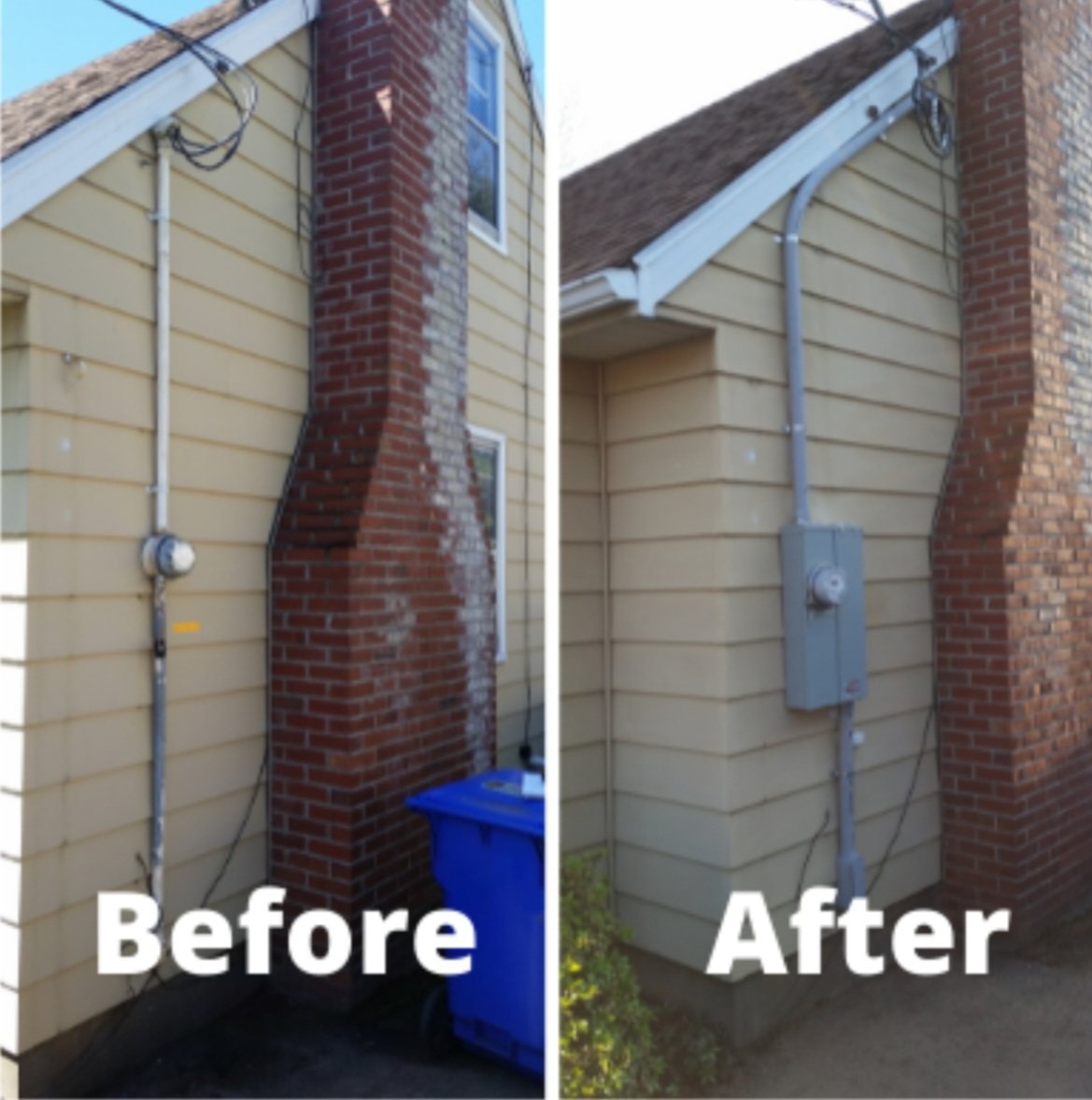Meter base upgrade, before and after